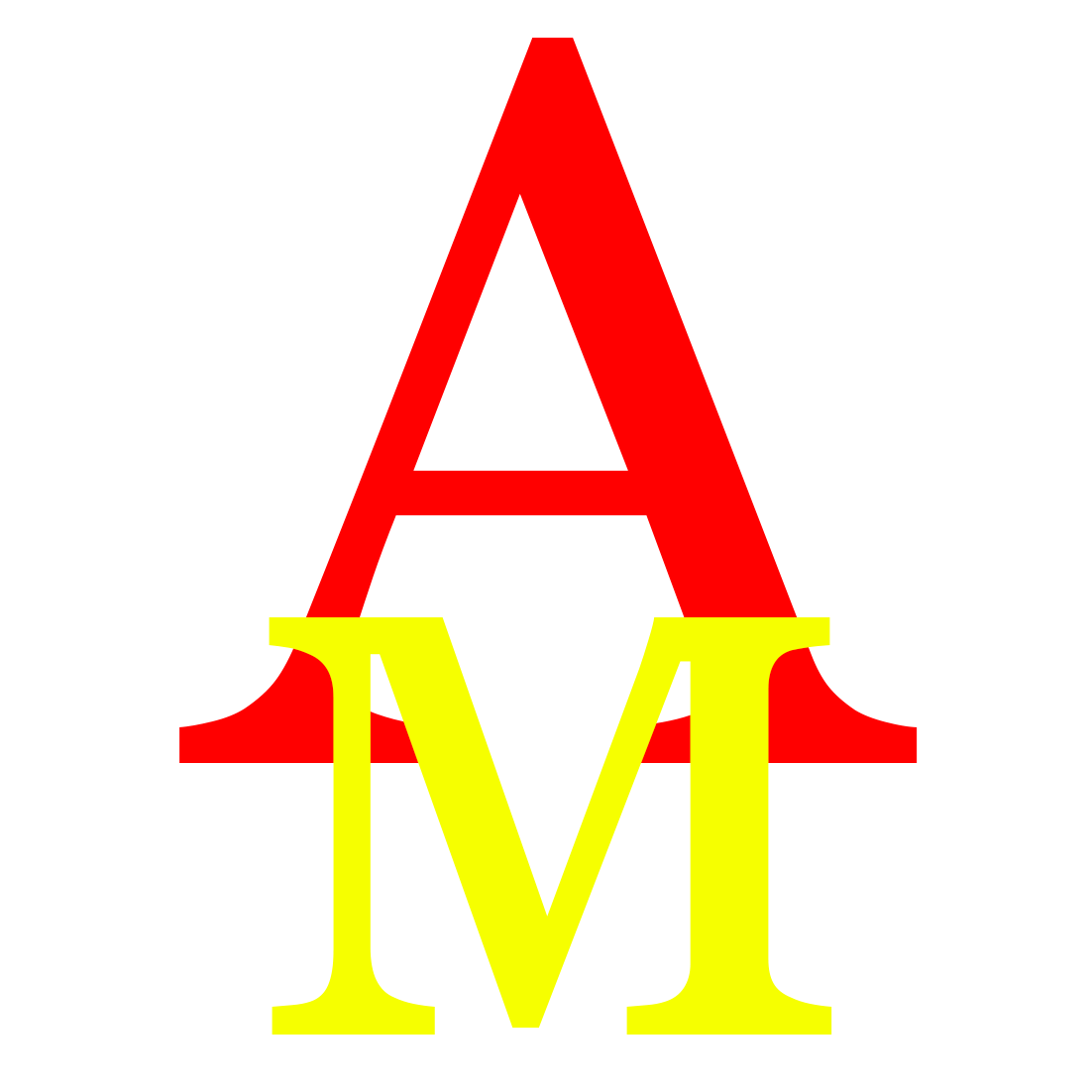 Логотип компанії, червона літера А зверху та жовта літера М знизу та нижній надпиc - адреса сайту